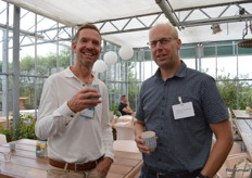 Hans de Haan (Ketensief) en Jeroen Niemeijer (biologisch varkenshouder en Biohuis). 